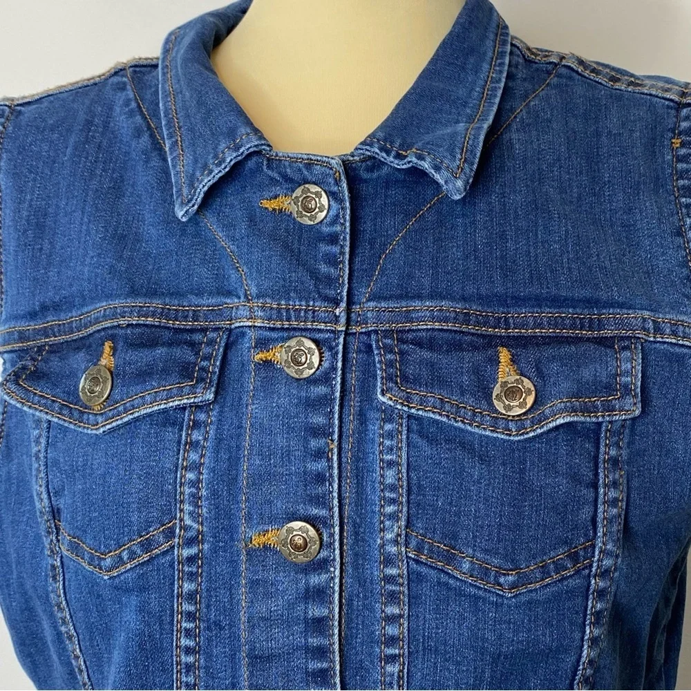 Soft Surroundings Classic Blue Denim Button Front Vest